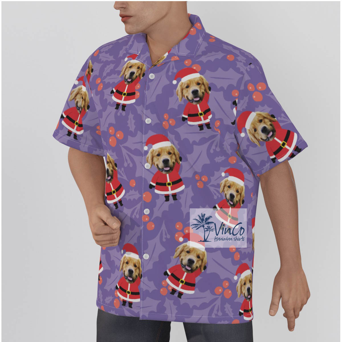 Custom Pet Face Personalized Christmas Gift Hawaiian Shirt