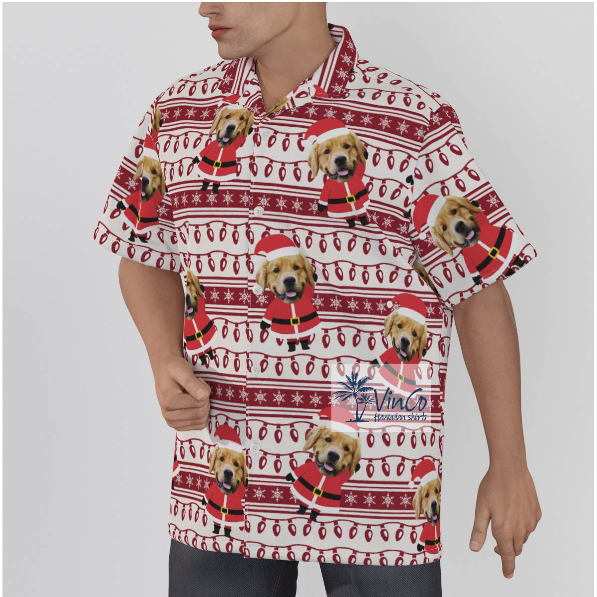 Custom Your Dog Face Christmas Hawaiian Shirt Personalized Christmas Gift