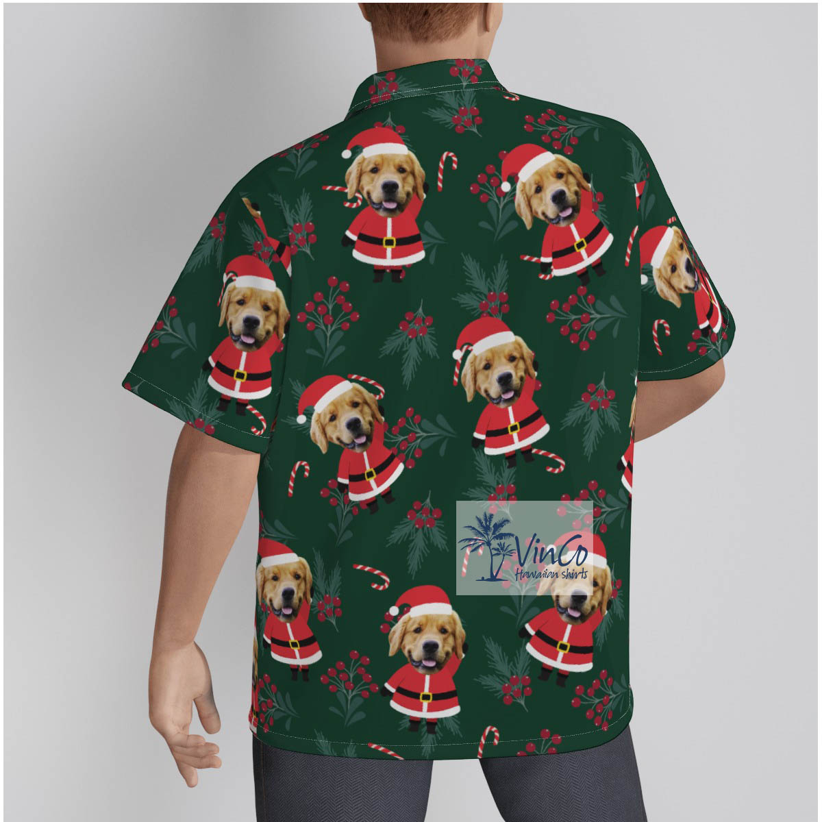 Funny Custom Dog Face Santa Aloha Shirt For Men