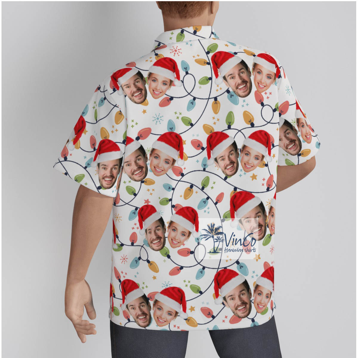Custom Face Christmas Hawaiian Shirt With 2 Faces