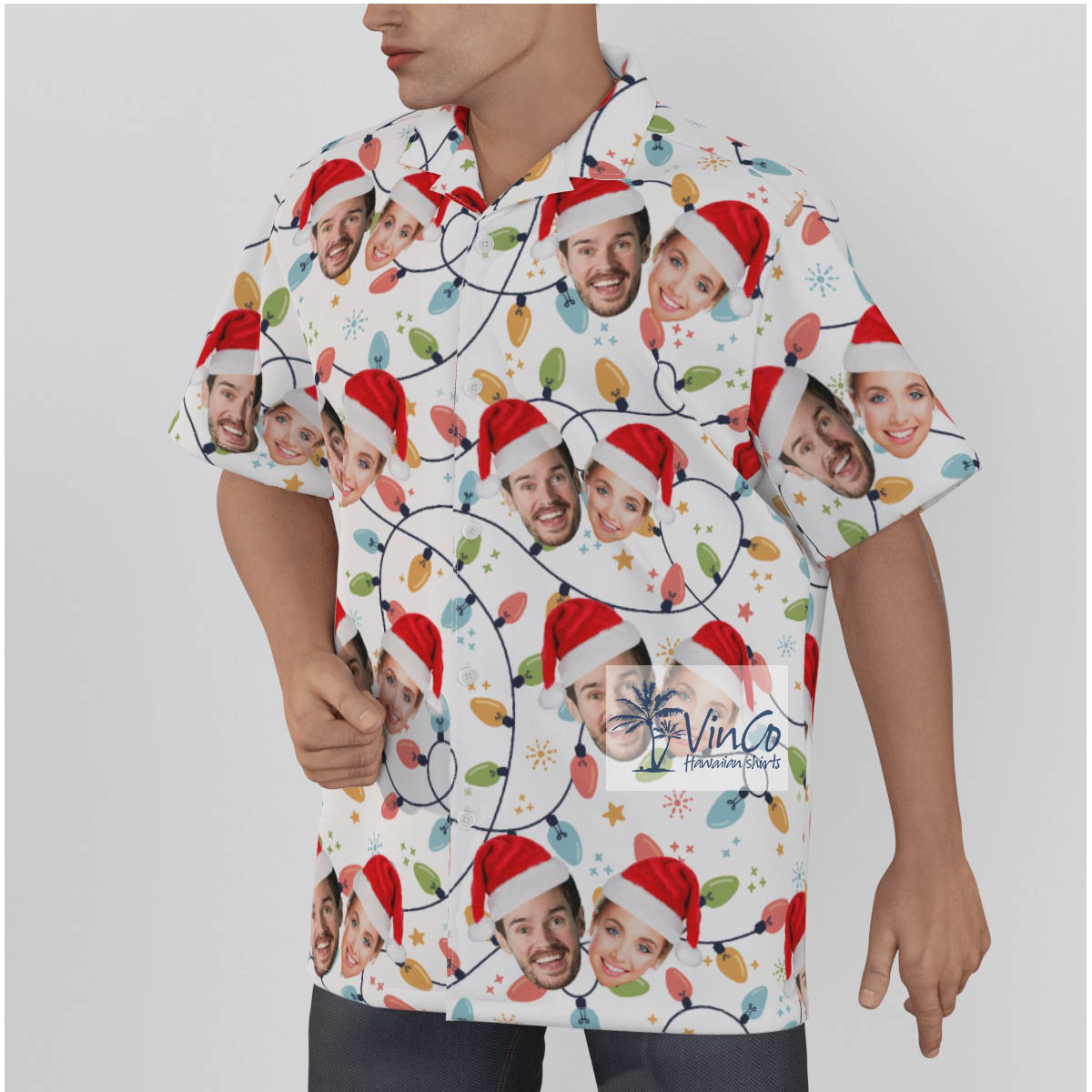 Custom Face Christmas Hawaiian Shirt With 2 Faces