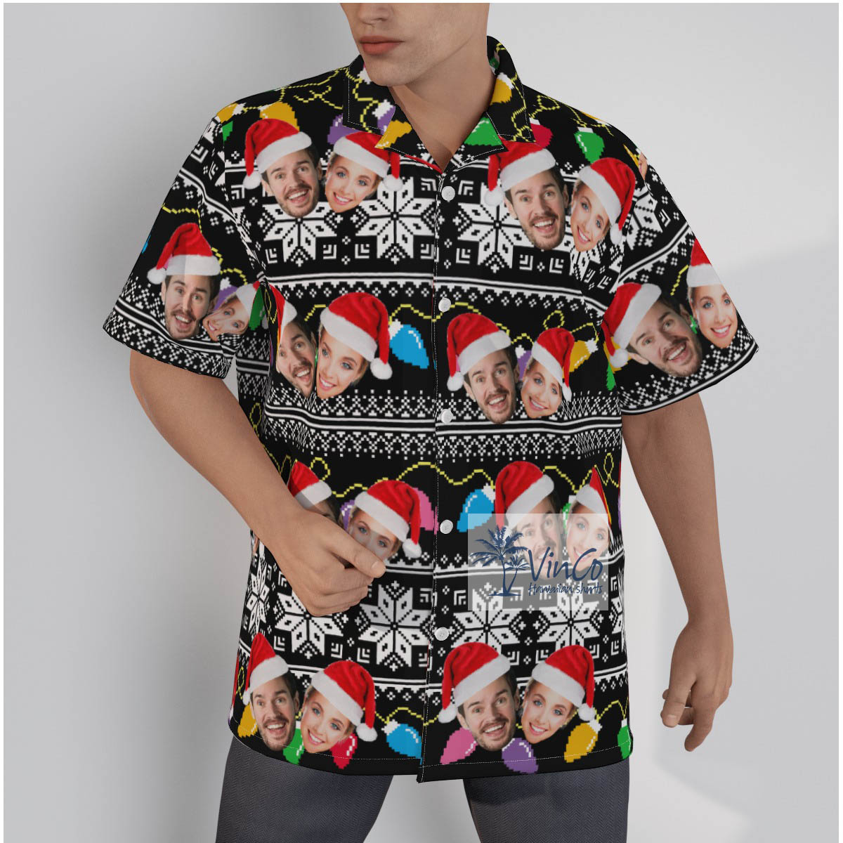 Custom 2 Faces Ugly Christmas Button Up Shirt For Men - variant image 1