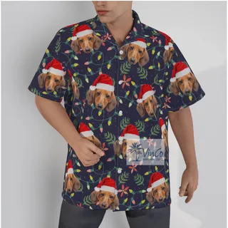Custom Dog Face Personalized Xmas Hawaiian Shirt Christmas Lights Christmas Holiday Gifts