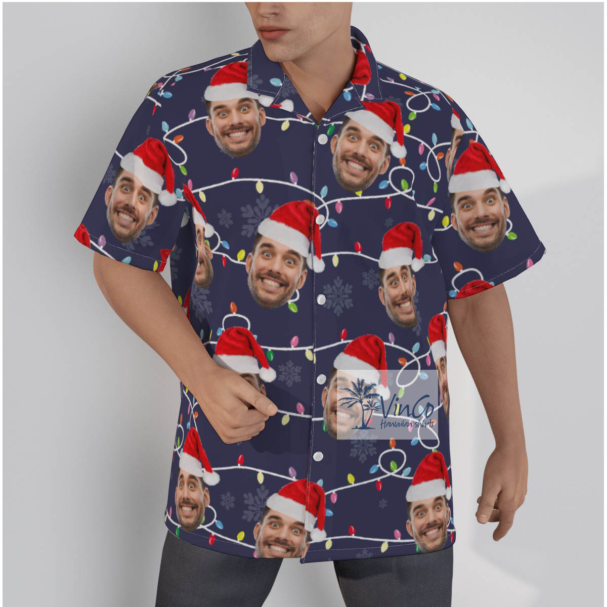 Custom Face Christmas Hawaiian Men Shirt - variant image 1