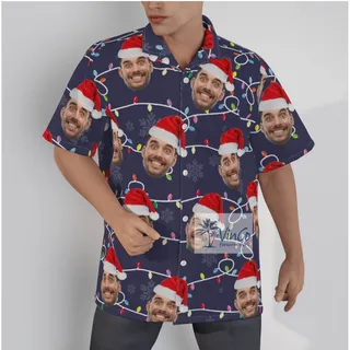 Custom Face Christmas Hawaiian Men Shirt