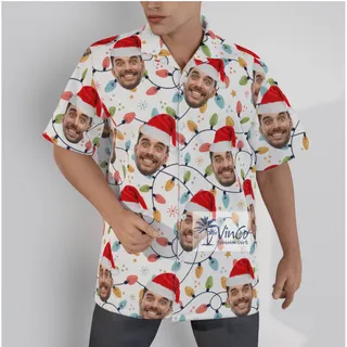 Custom Face Personalized Holly Christmas Hawaiian Shirt Christmas Holiday Gifts