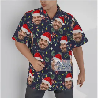 Custom Face Christmas Men's All Over Print Hawaiian Shirt