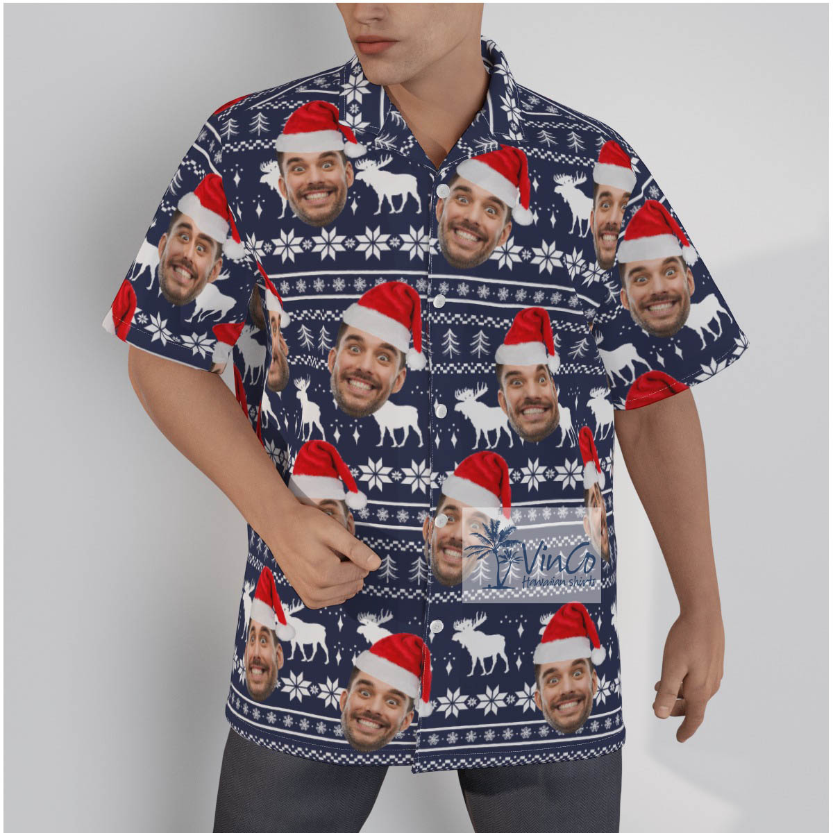 Personalized Faces Ugly Christmas Hawaiian Shirt - variant image 1