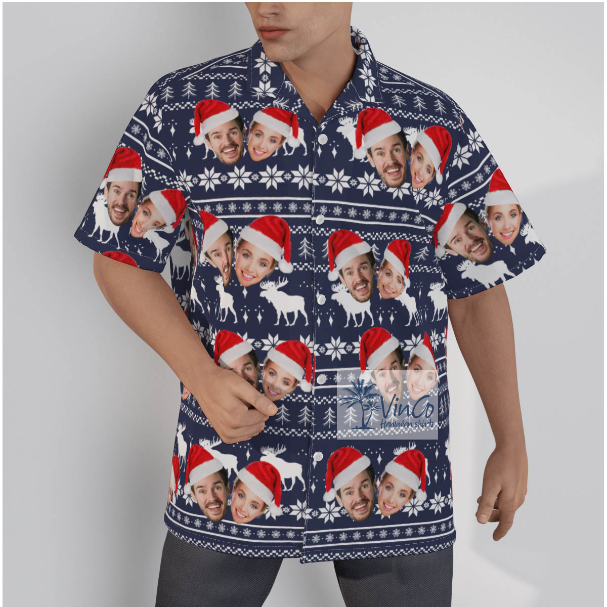 Custom Multiple Faces Ugly Hawaiian Christmas shirt - variant image 1