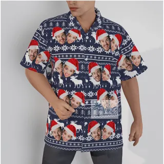 Custom Multiple Faces Ugly Hawaiian Christmas shirt