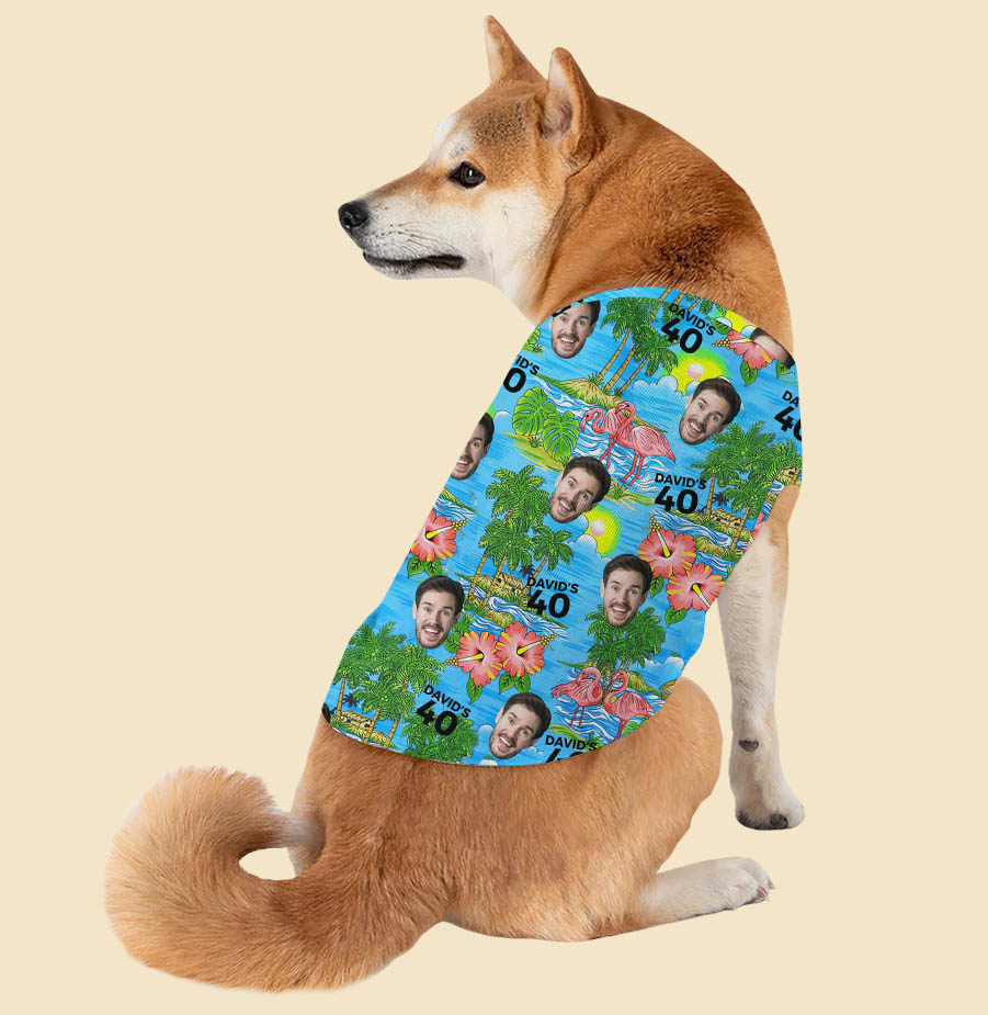 Custom Face Birthday Flamingo Dog's Hawaiian Tank Top - variant image 1