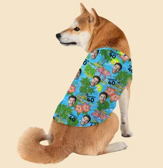Custom Face Birthday Flamingo Dog's Hawaiian Tank Top