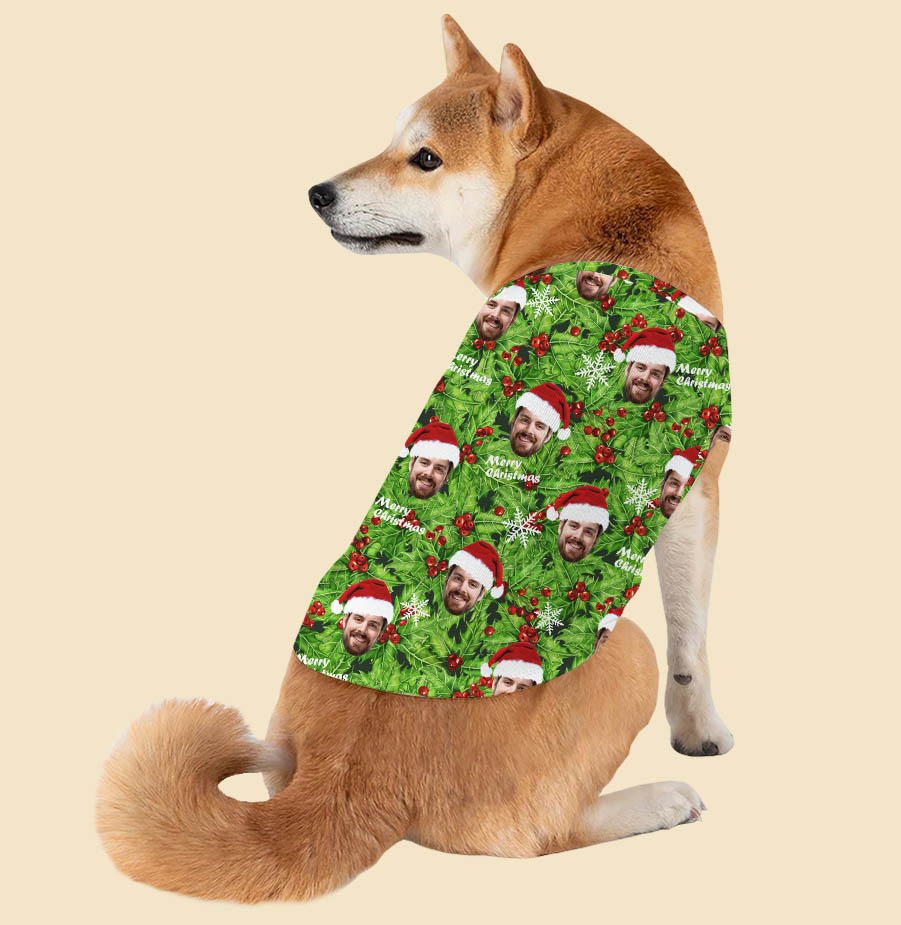 Merry Christmas Custom Face Owner Hawaiian Shirt For Dog - variant image 1