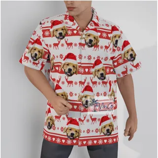 Custom Dog Face Hawaiian Christmas Shirt