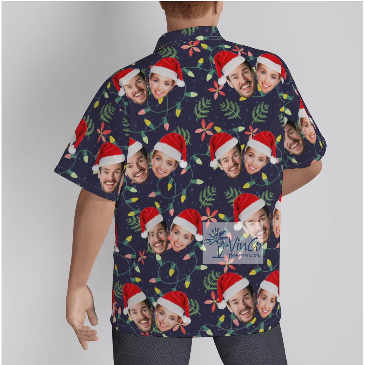 Custom Couple Faces Christmas Aloha Shirt