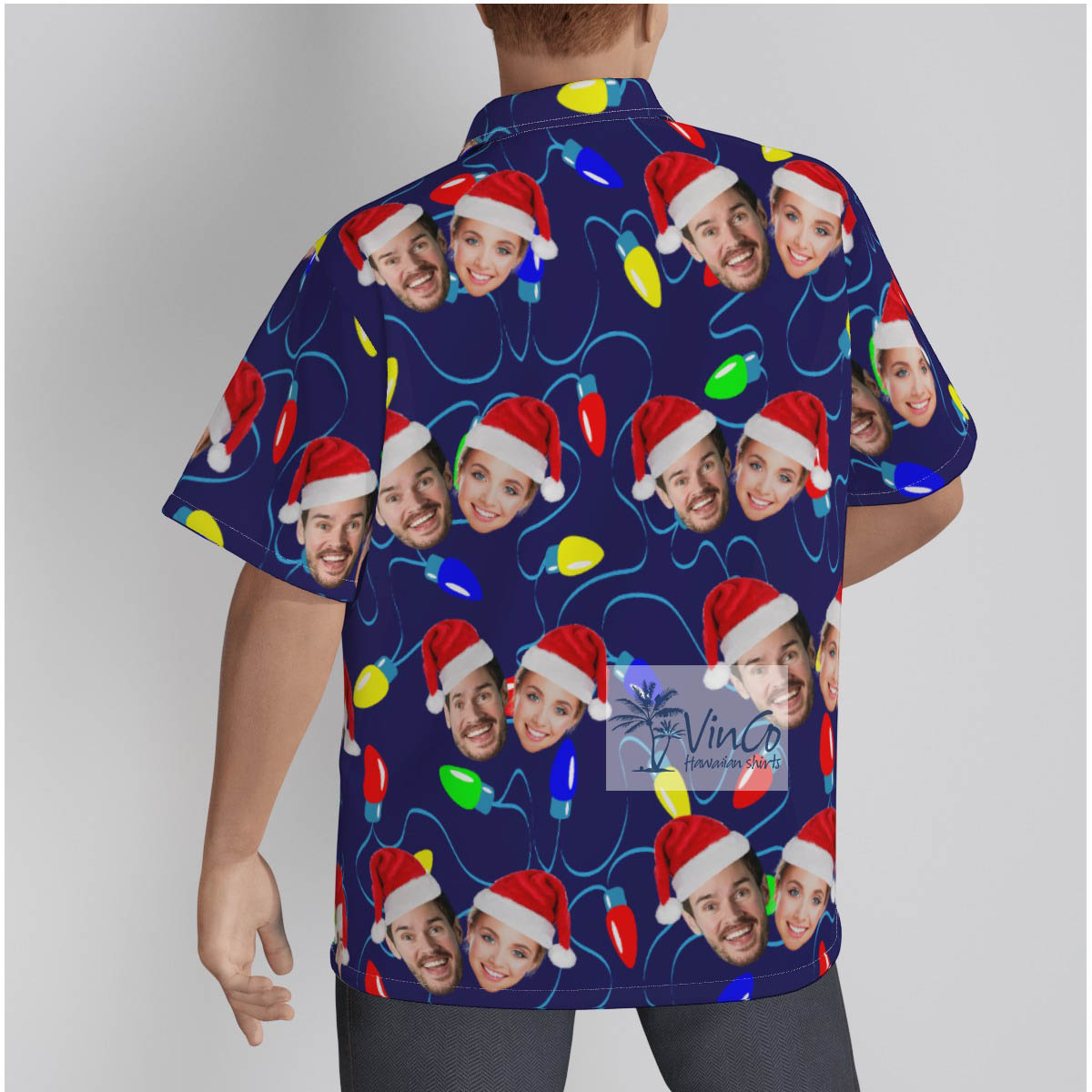 Personalized Couple Faces Hawaiian Christmas Shirt
