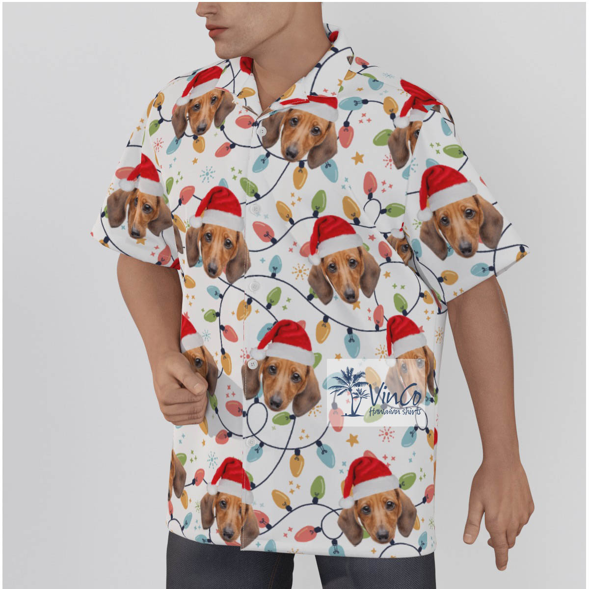 Custom Pet face Hawaiian Christmas Shirt Christmas Hat