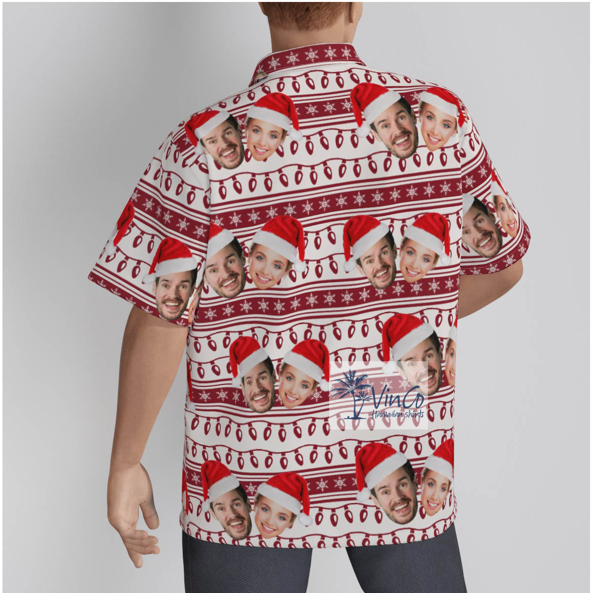Funny Custom Couple Face Christmas Hawaiian Shirt