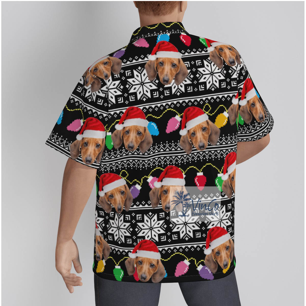 Personalized Dog Photo Christmas Hat Ugly Hawaiian Shirt
