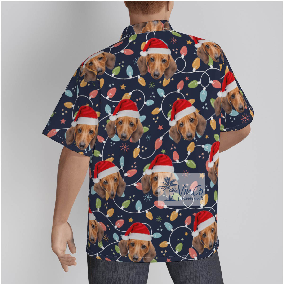 Custom Dog Christmas Hat Christmas Light Hawaiian Shirt