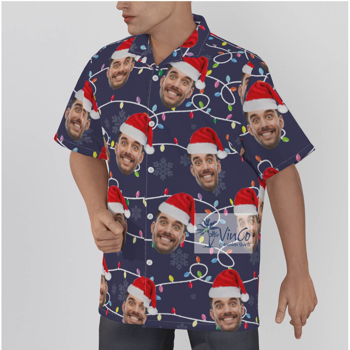 Custom Face Christmas Hawaiian Men Shirt