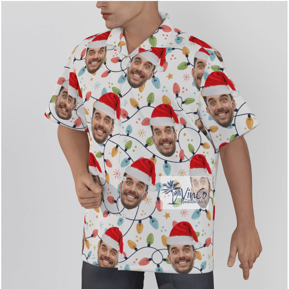 Custom Face Personalized Holly Christmas Hawaiian Shirt Christmas Holiday Gifts