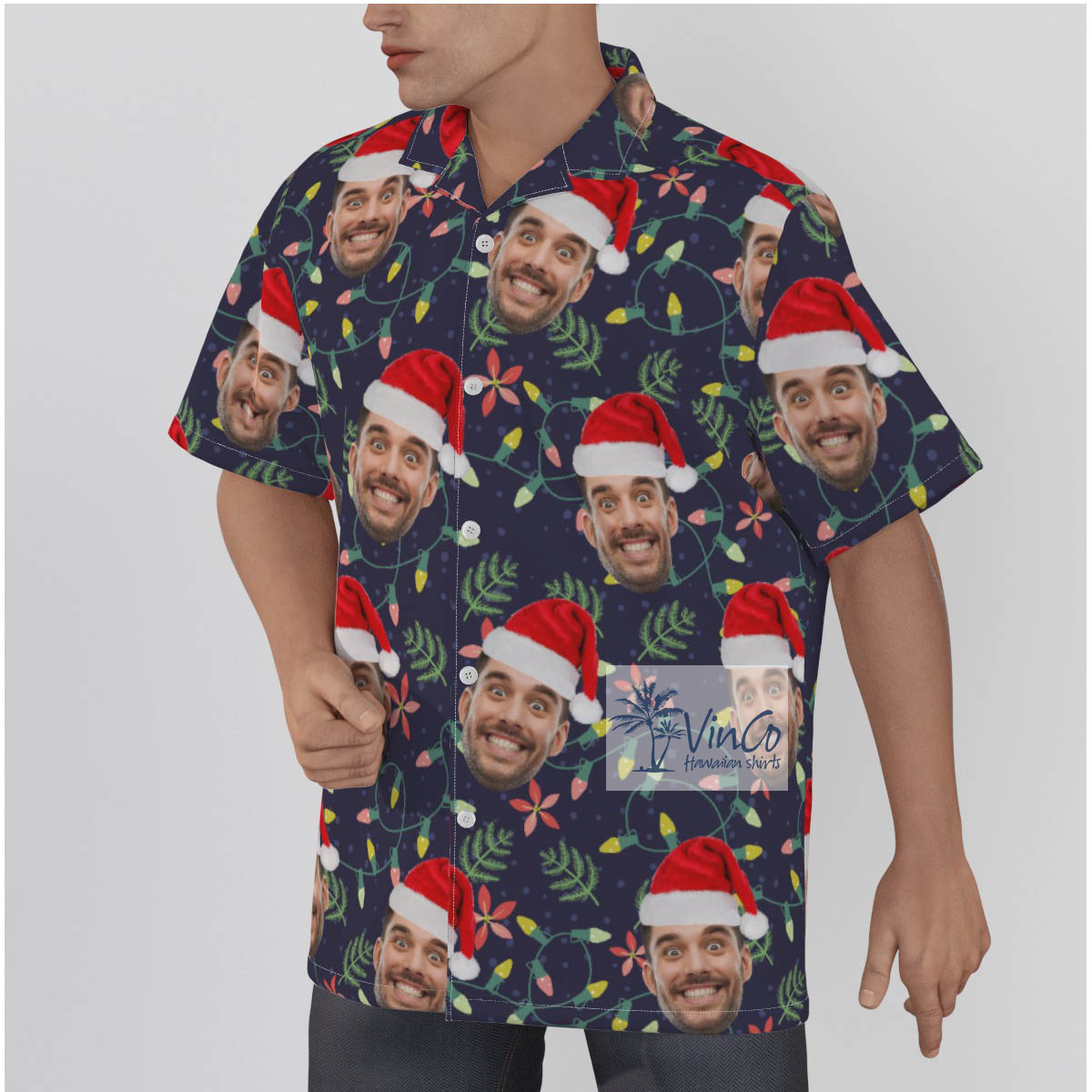 Custom Face Christmas Men's All Over Print Hawaiian Shirt