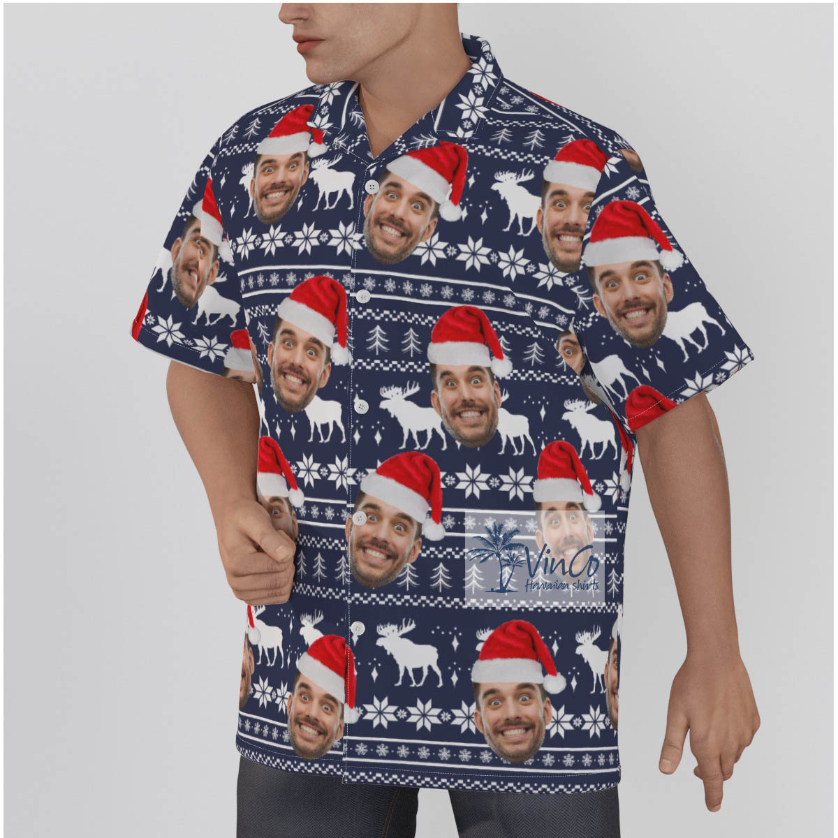 Personalized Faces Ugly Christmas Hawaiian Shirt