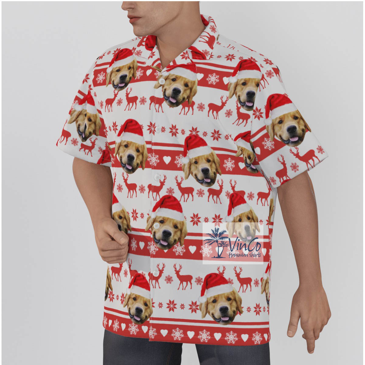 Custom Dog Face Hawaiian Christmas Shirt