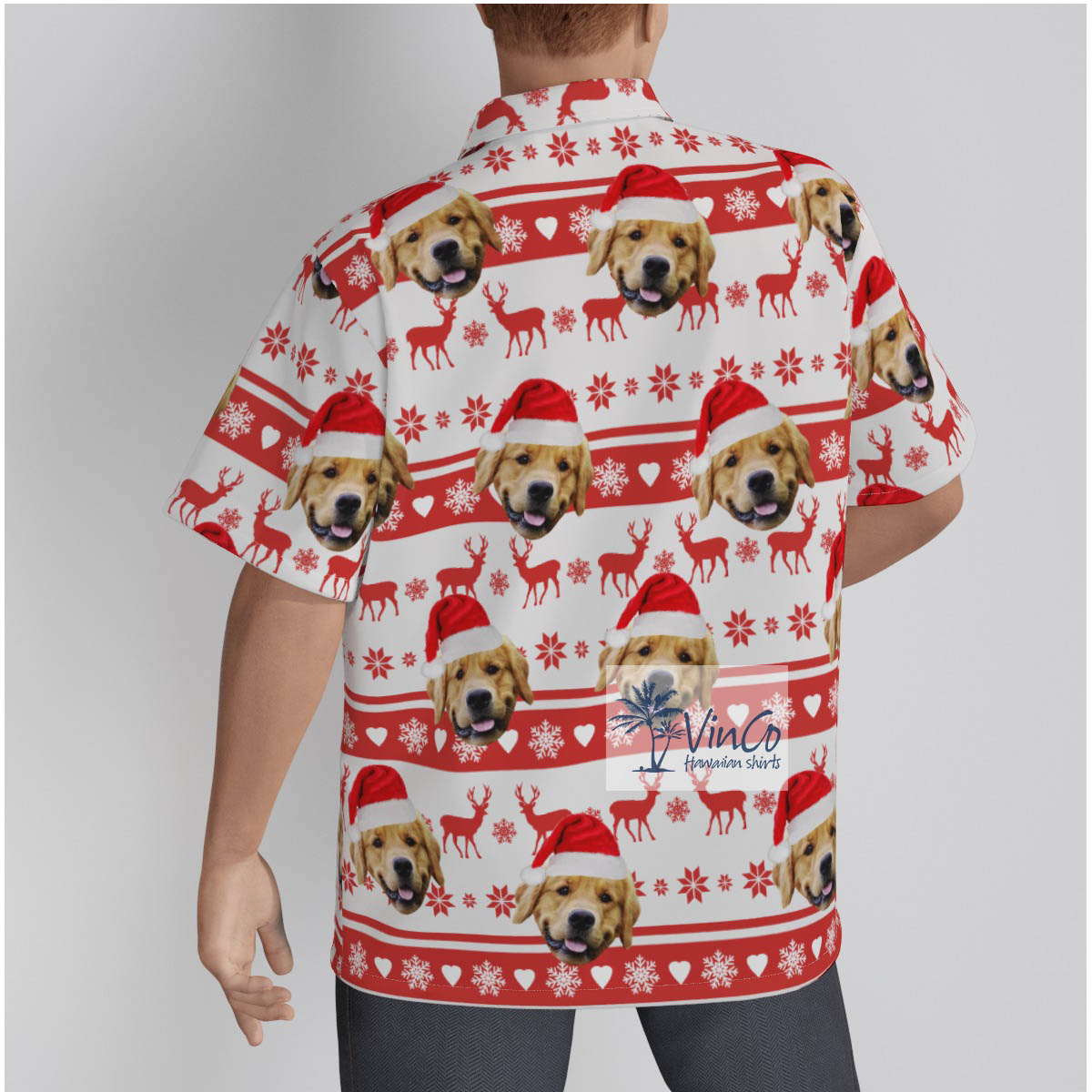 Custom Dog Face Hawaiian Christmas Shirt