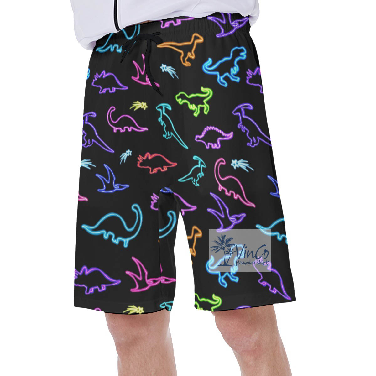 Neon Dinosaur Hawaiian Swim Trunk For Men