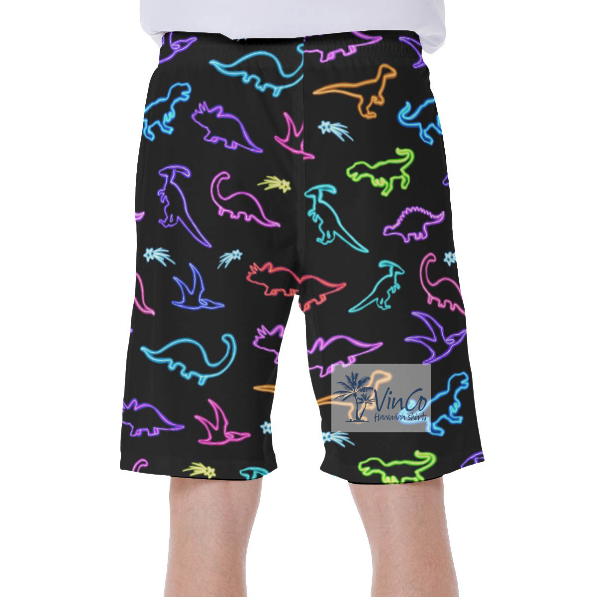 Neon Dinosaur Hawaiian Swim Trunk For Men