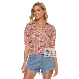Funny Hula Girl Gun Floral Aloha Crop Top Shirt For Women