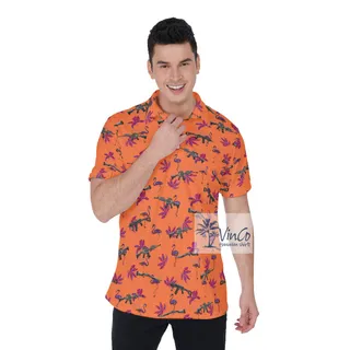Funny Flamingo Gun Hawaiian Golf Shirt For Men