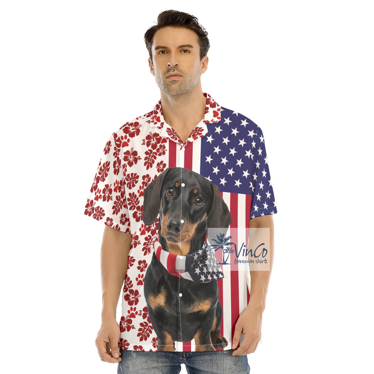 Cute Dachshund 4th Of July American Flag Hawaiian Shirt - variant image 1