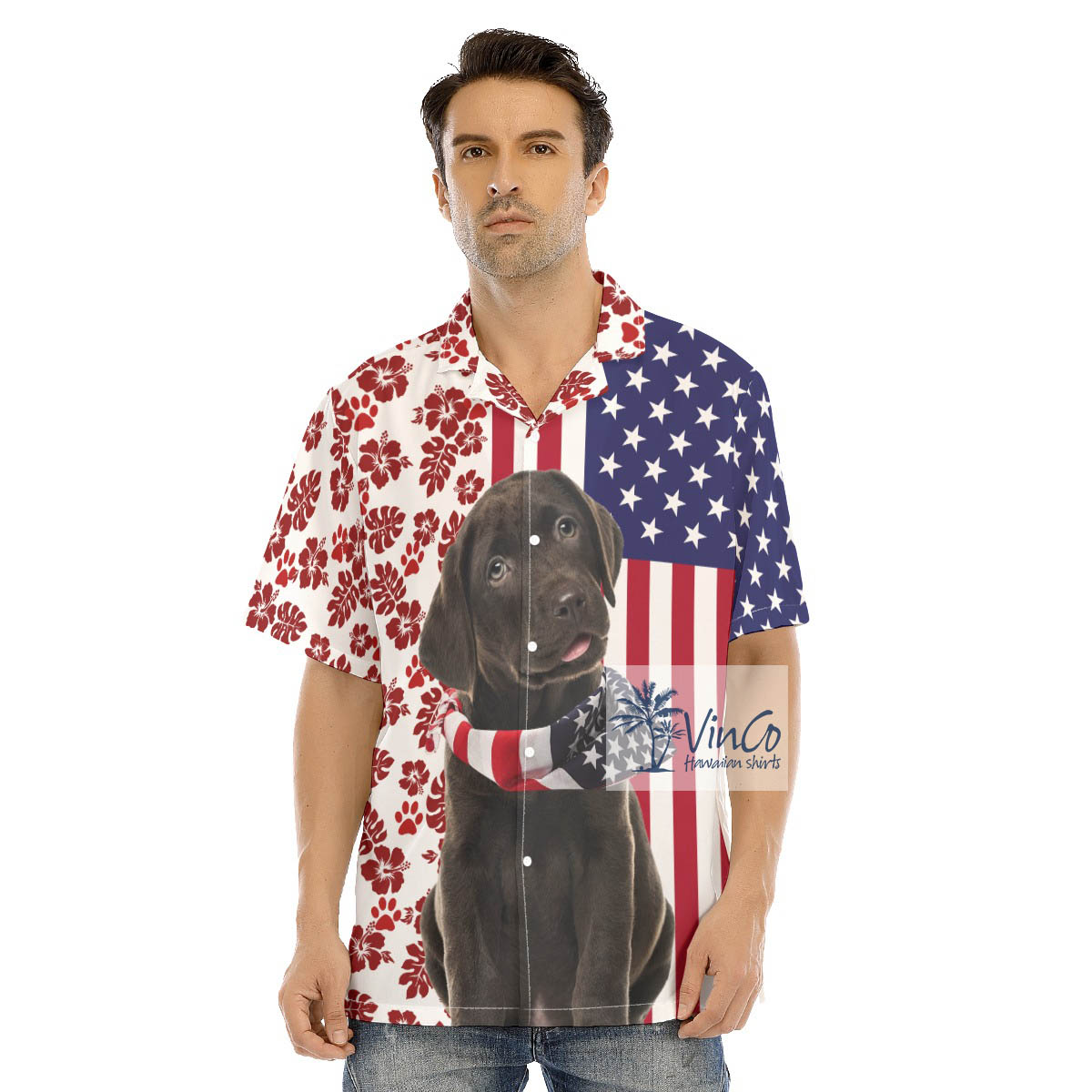 Labrador Retrievers American Patriotic Hawaiian Shirt - variant image 1