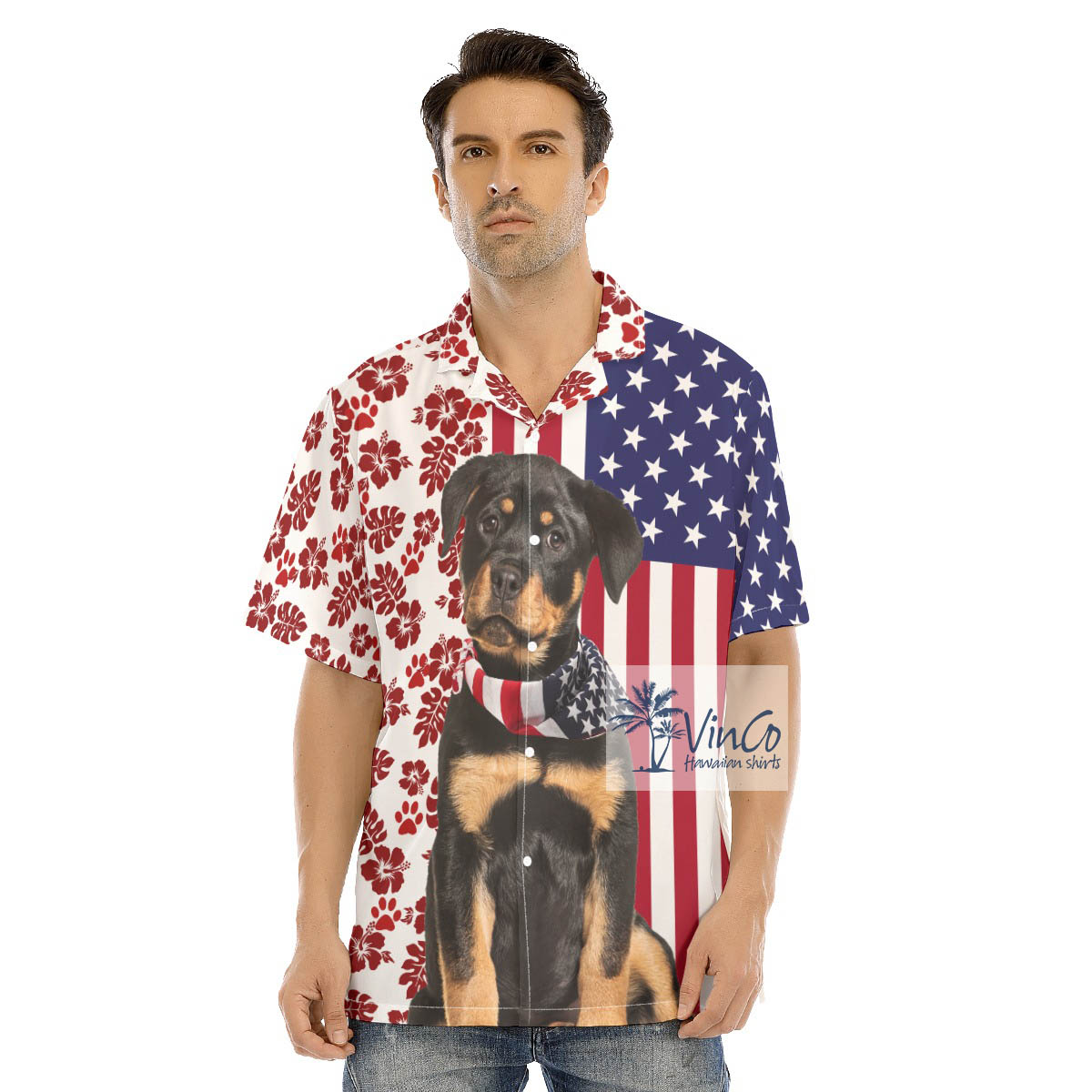 Rottweiler Dog 4th Of July Hawaiian Shirt For Men - variant image 1