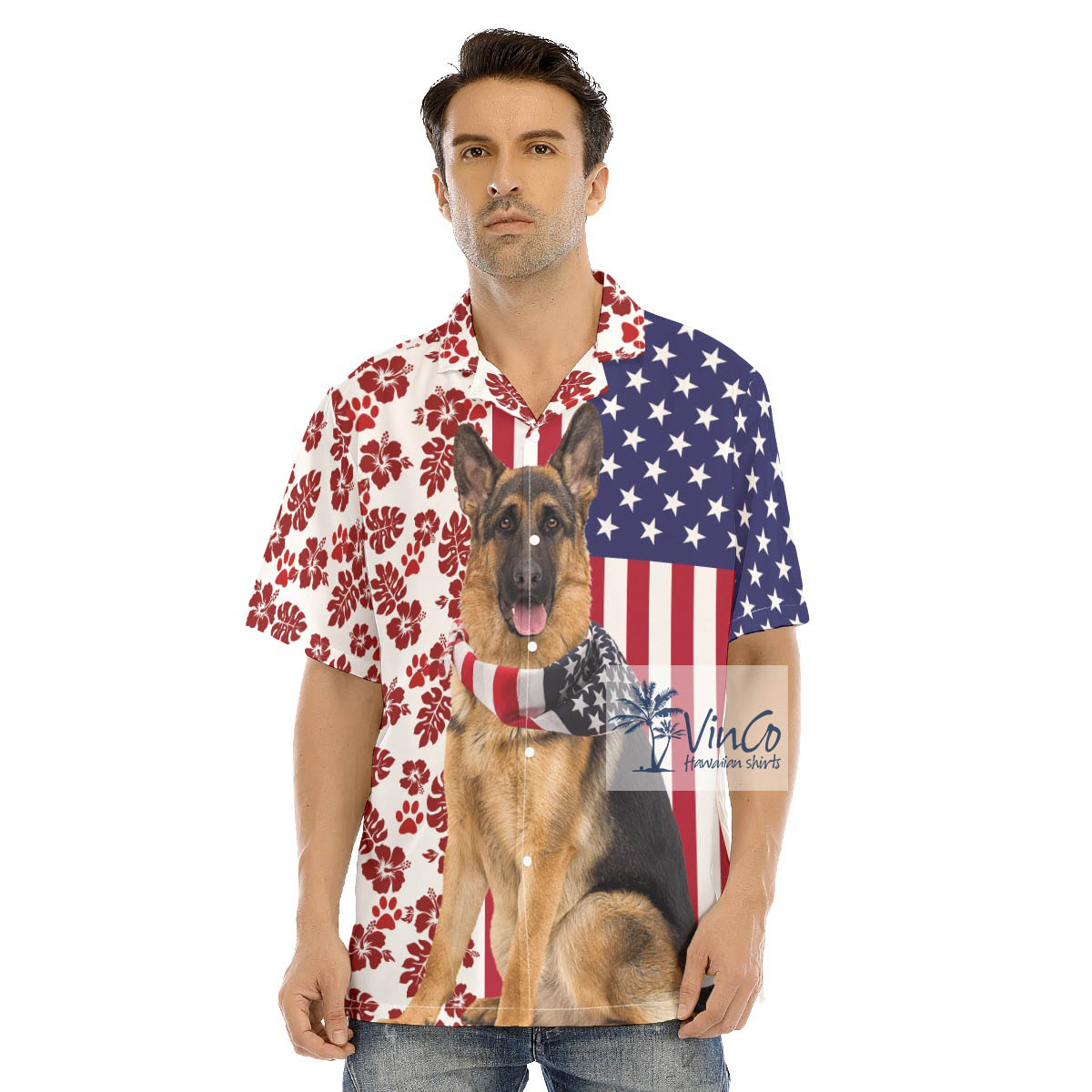 German Shepherd Dogs Patriotic 4th Of July Hawaiian Shirt For Men - variant image 1