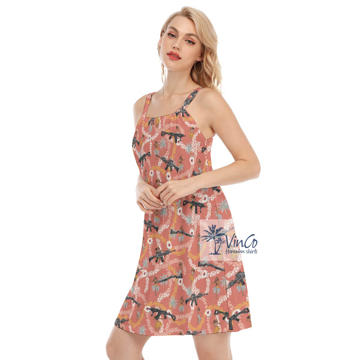 Funny Hula Girl And Gun Hawaiian Cami Dress