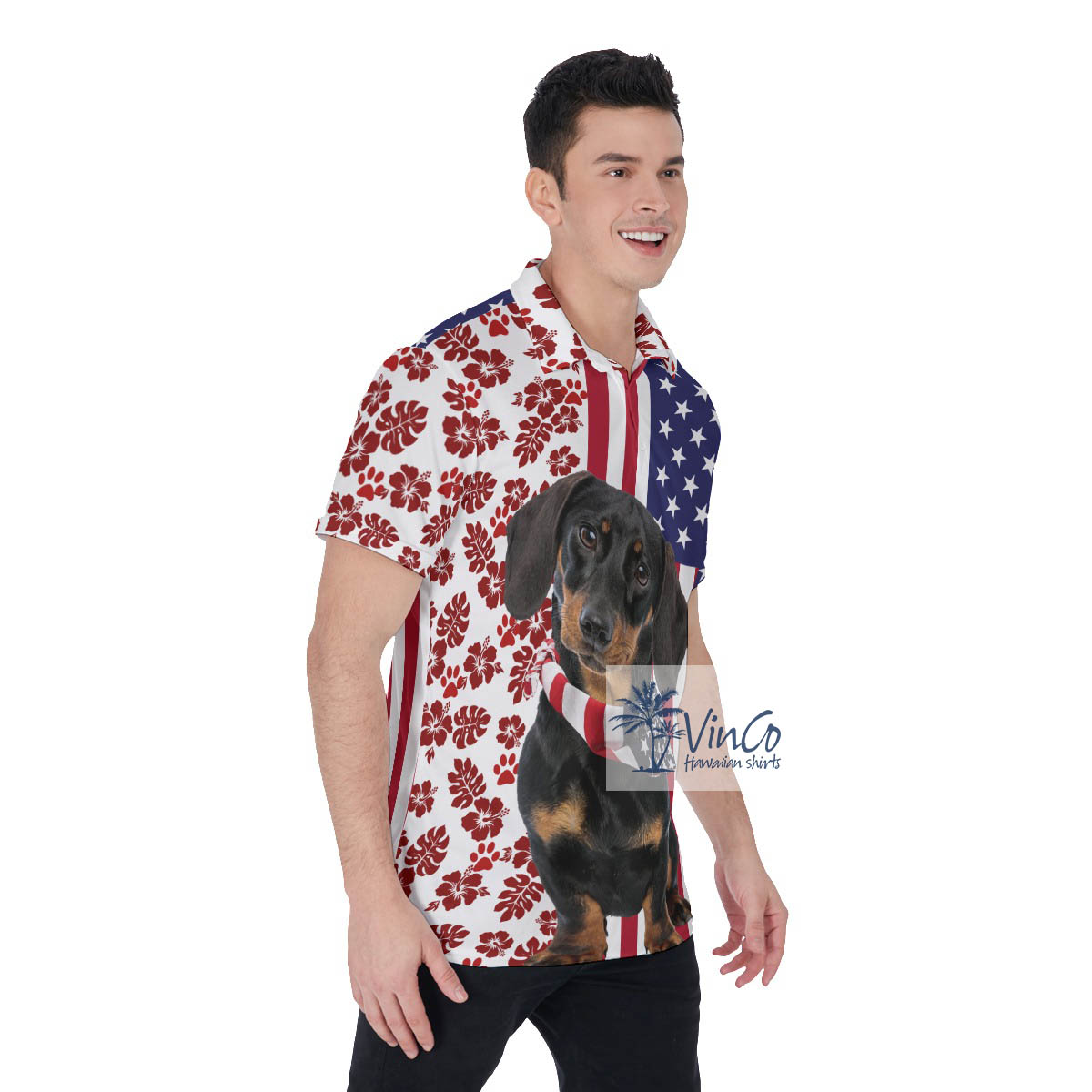 Cool Dachshund American 4th Of July Patriotic Polo Shirt For Men