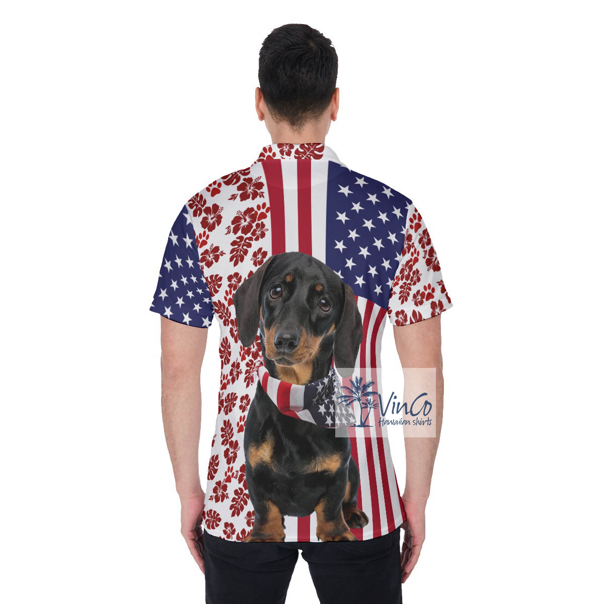 Cool Dachshund American 4th Of July Patriotic Polo Shirt For Men