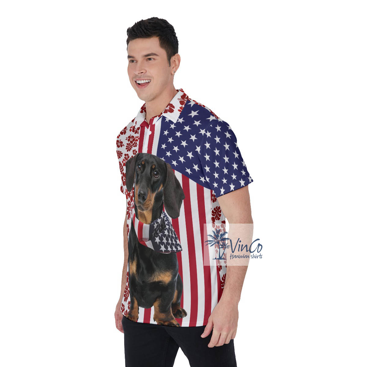 Cool Dachshund American 4th Of July Patriotic Polo Shirt For Men