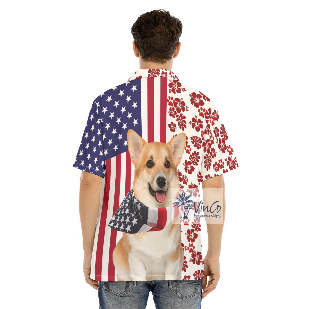 Corgi Patriotic 4th Of July Hawaiian Button Up Shirt For Men