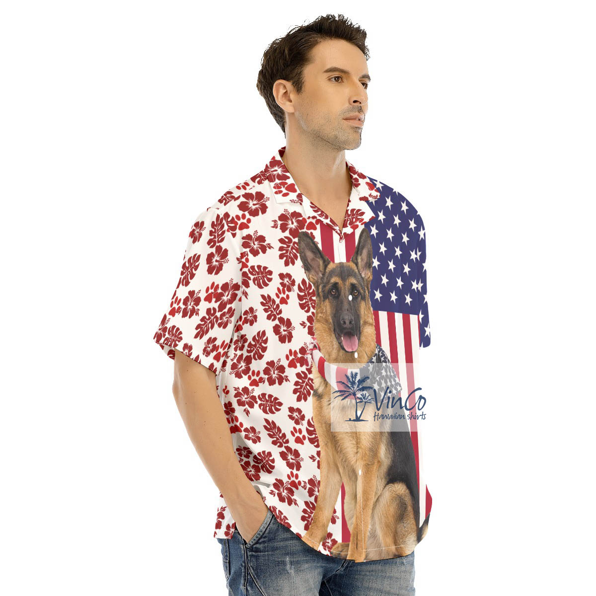 German Shepherd Dogs Patriotic 4th Of July Hawaiian Shirt For Men