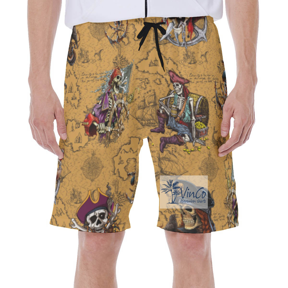 Vintage Hawaiian Swim Trunks With Skeleton Pirate - variant image 1