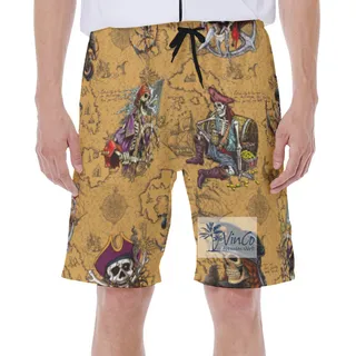 Vintage Hawaiian Swim Trunks With Skeleton Pirate