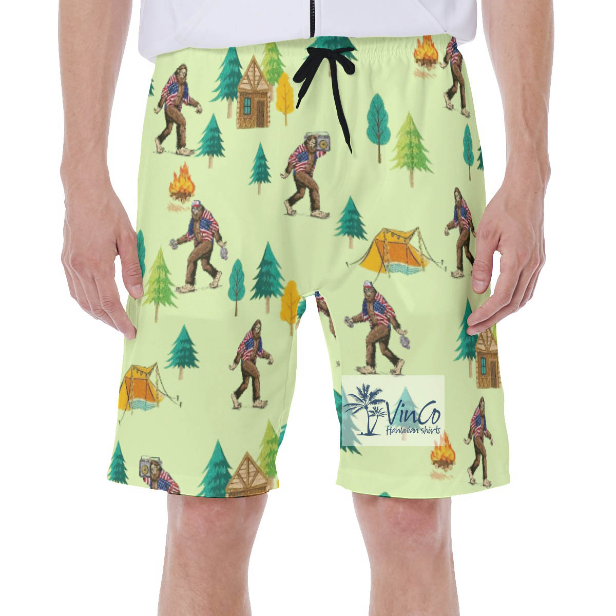 Funny Bigfoot Camping Swim Trunks For Men - variant image 1