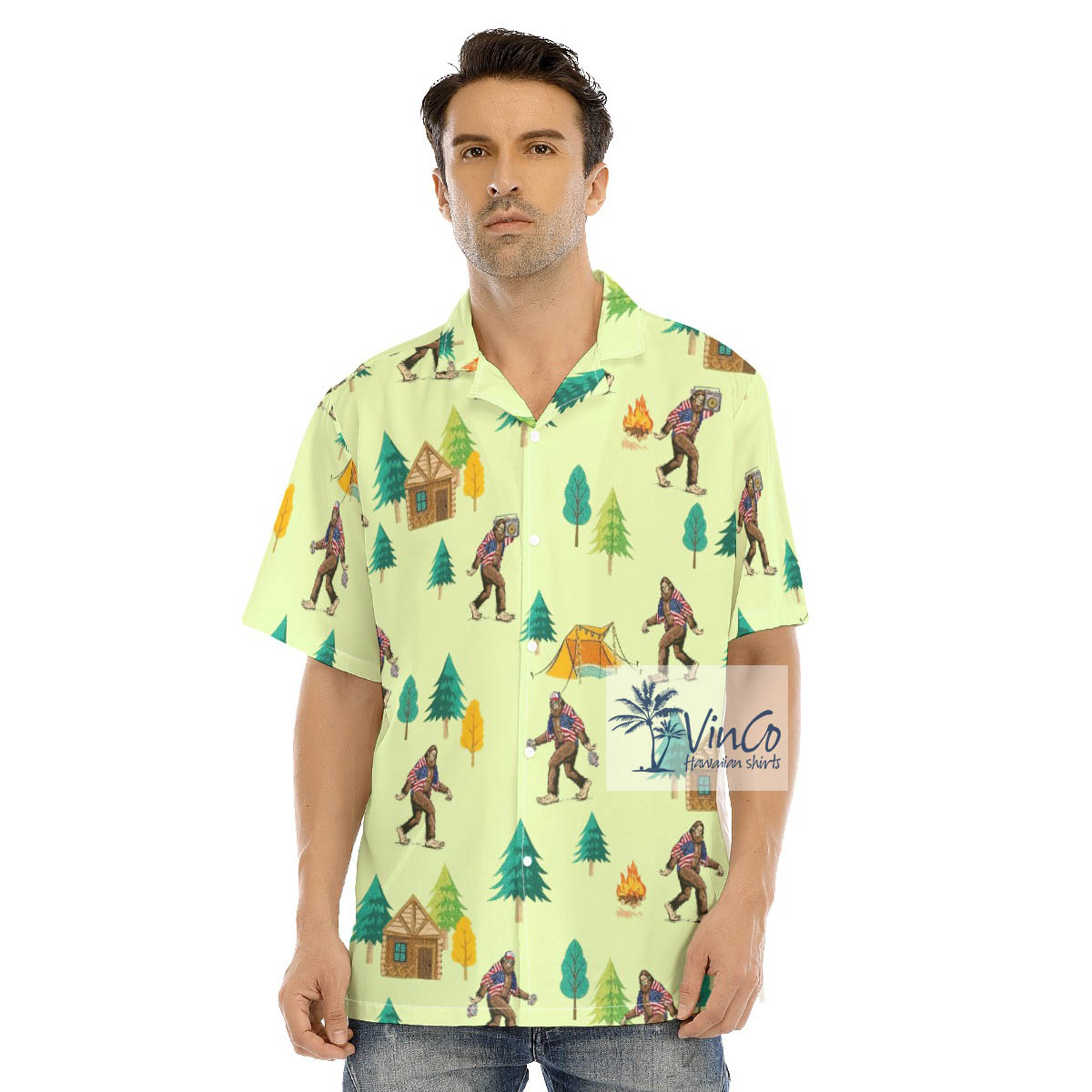 Bigfoot Camping Hawaiian Shirt For Men - variant image 1