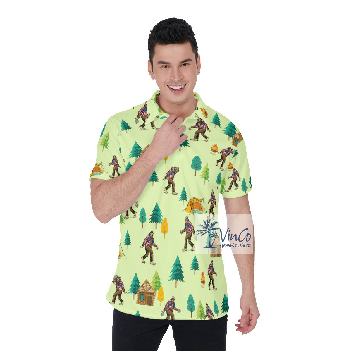 Bigfoot Camping Polo Shirt For Men - variant image 1
