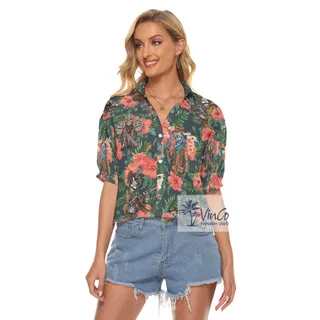 Funny Skeleton Tactical Floral Aloha Crop Top Shirt For Men